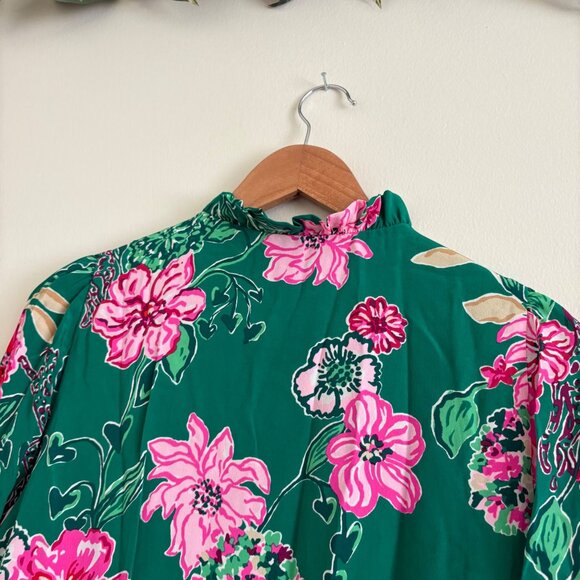 Lilly Pulitzer Evaline Long Sleeve Knee Length Silk Dress Floral Women’s Size 0 - Picture 5 of 7